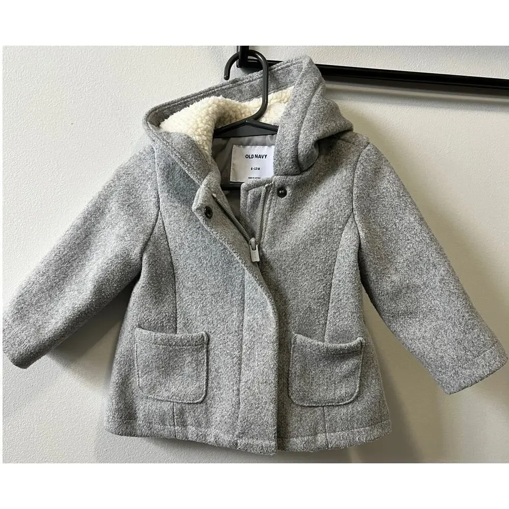 Old Navy wool blend baby girl coat size 6-12m